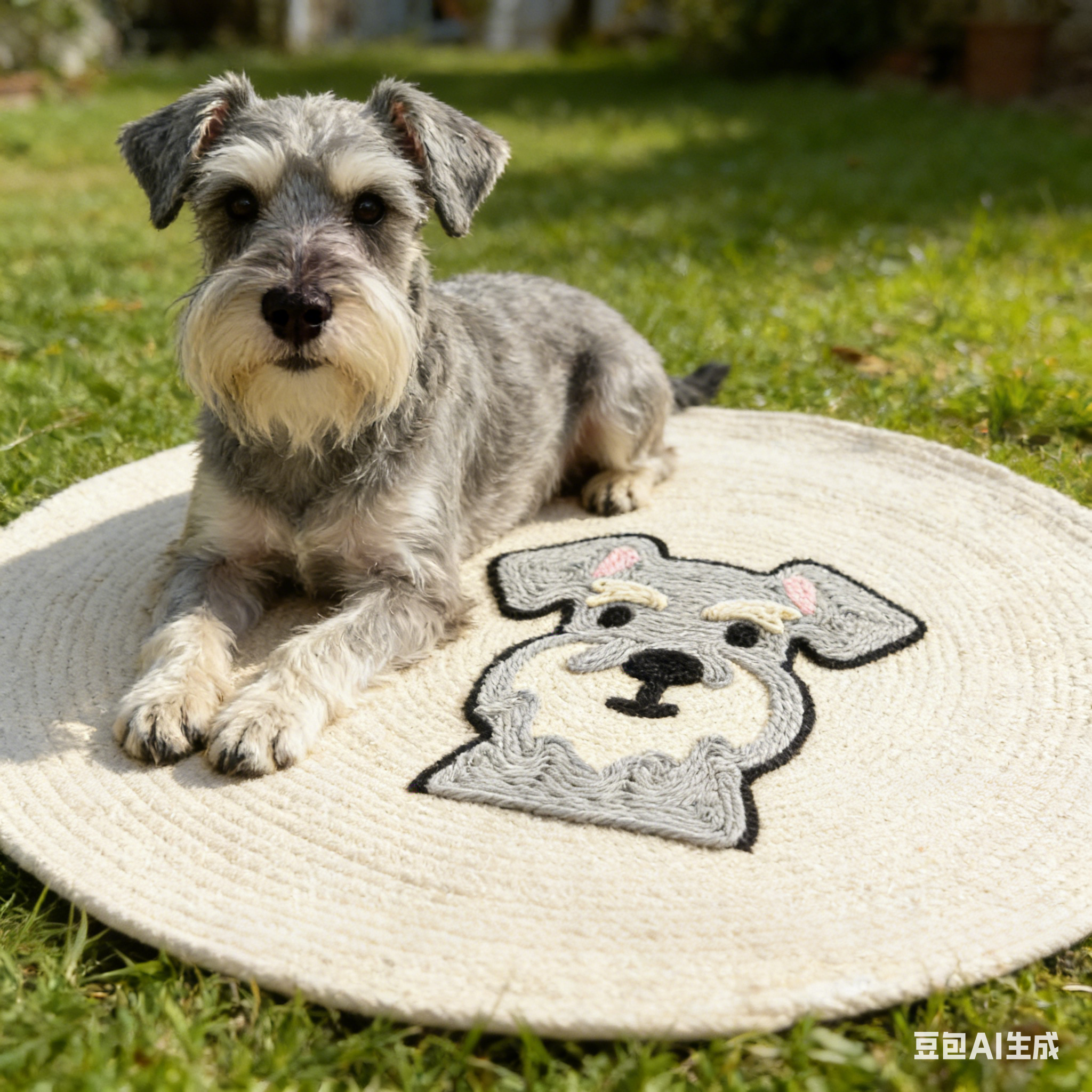 Handmade Crochet Schnauzer Pet Mat / Floor Mat