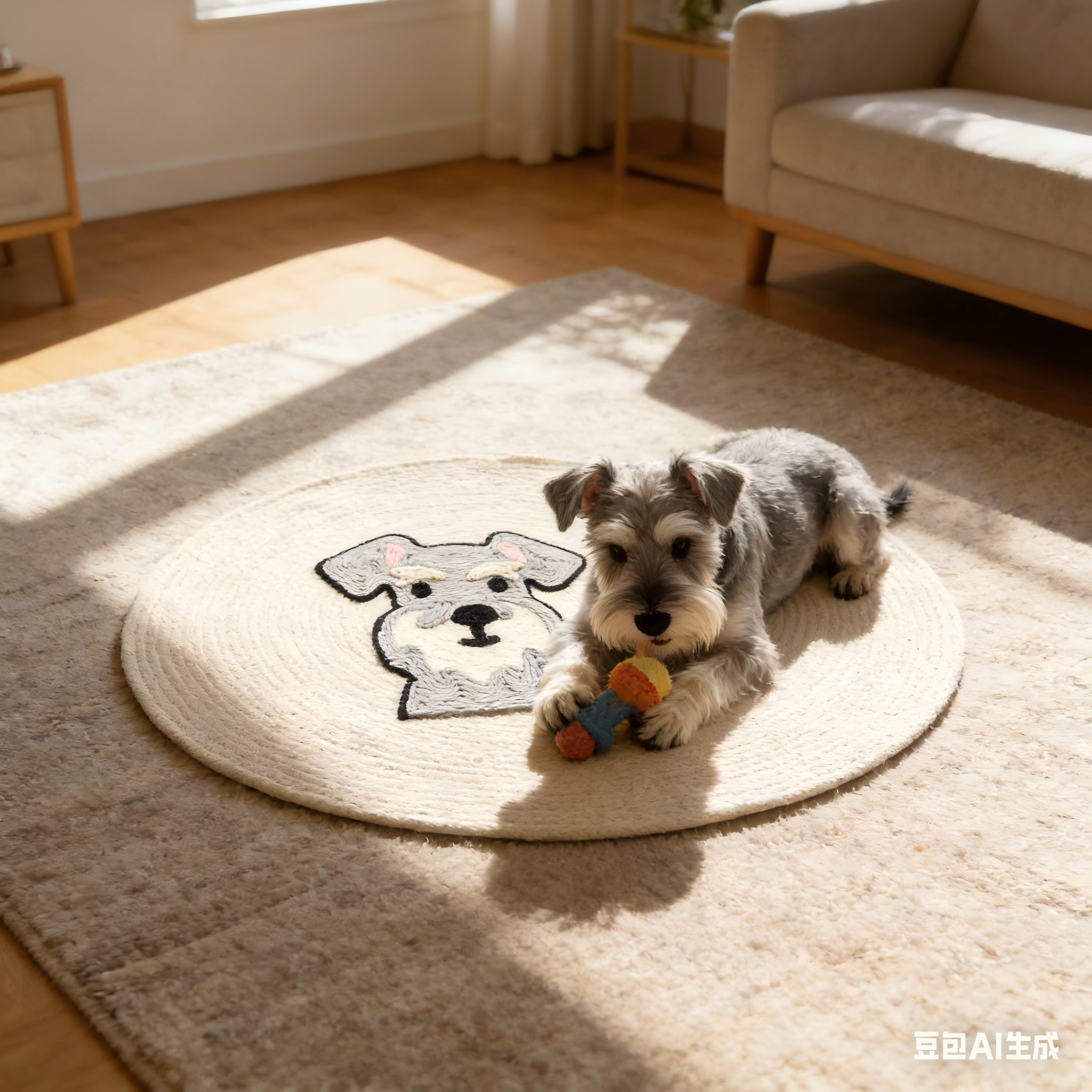 Handmade Crochet Schnauzer Pet Mat / Floor Mat