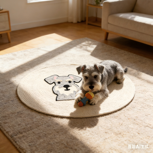 Handmade Crochet Schnauzer Pet Mat / Floor Mat