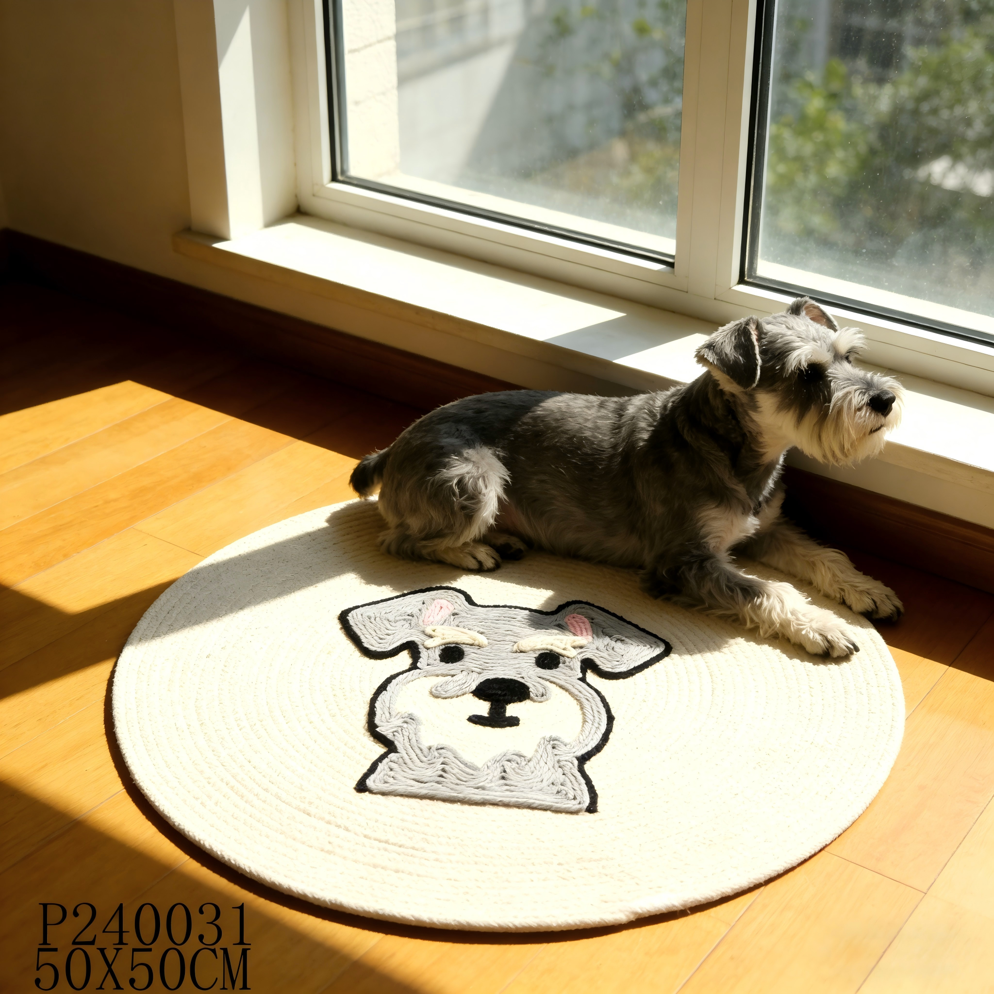 Handmade Crochet Schnauzer Pet Mat / Floor Mat